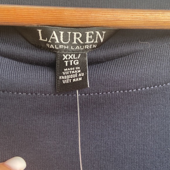 Lauren Ralph Lauren Stretch Cotton Boatneck Tee Lauren Navy Size XXL - Picture 9 of 14